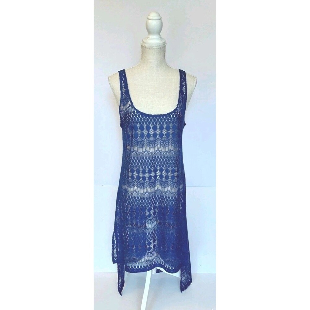 Profile by Gottex Sz SP Royal Blue Open Knit Tank Style High-Lo Swim Suit Cover